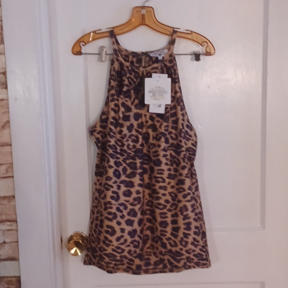 Crazy train animal print tank top women's size small